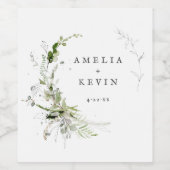 Elegant Earthy Greenery Persoonlijke Names Wijn Etiket (Enkel label)