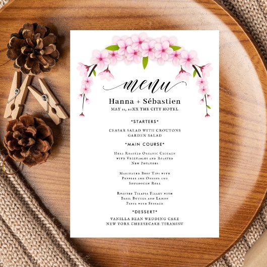 Elegant Earthy Greenery Watercolor Wedding Menu