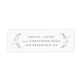 Elegant Earthy Greenery Waterverf Return Address Etiket