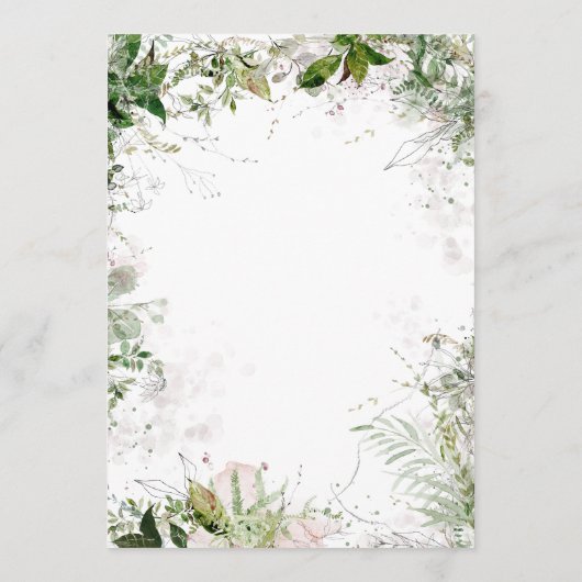 Elegant Earthy Greenery Waterverf Wedding Menu (Achterkant)