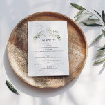 Elegant Earthy Greenery Waterverf Wedding Menu<br><div class="desc">De mooie en delicate waterverf grijs past dit elegante menu aan dat volledig aanpasbaar is.De achterzijde biedt meer groen en ruimte om indien nodig extra details toe te voegen. Ideaal voor elke mooie gebeurtenis. Dit is een deel van mijn collectie genaamd 'Aardse Greenery'.</div>