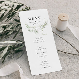 Elegant Earthy Greenery Waterverf Wedding Menu