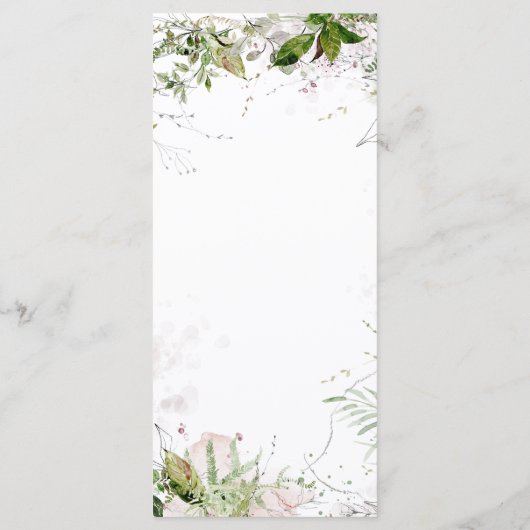 Elegant Earthy Greenery Waterverf Wedding Menu (Achterkant)