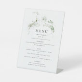 Elegant Earthy Greenery Waterverf Wedding Menu Reclamebord Met Voetstuk (Voorkant)