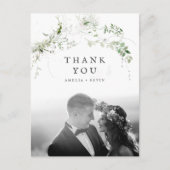 Elegant Earthy Greenery Waterverf Wedding Photo T Briefkaart (Voorkant)