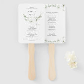 Elegant Earthy Greenery Waterverf Wedding Programm Handwaaier (Voorkant en achterkant)