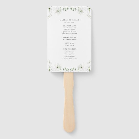 Elegant Earthy Greenery Waterverf Wedding Programm Handwaaier (Achterkant)
