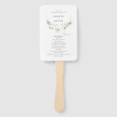 Elegant Earthy Greenery Waterverf Wedding Programm Handwaaier (Voorkant)