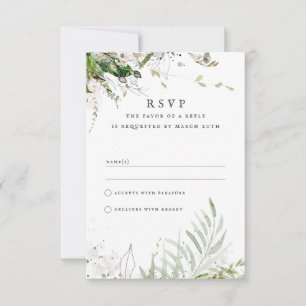 Elegant Earthy Greenery Waterverf Wedding RSVP Kaartje