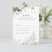 Elegant Earthy Greenery Waterverf Wedding RSVP Kaartje (Staand voorkant)