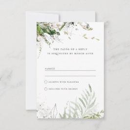 Elegant Earthy Greenery Waterverf Wedding RSVP Kaartje