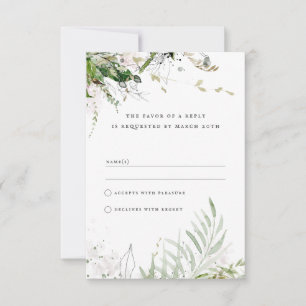 Elegant Earthy Greenery Waterverf Wedding RSVP Kaartje