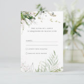 Elegant Earthy Greenery Waterverf Wedding RSVP Kaartje (Staand voorkant)
