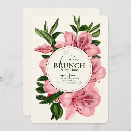 Elegant Easter Brunch & Egg Hunt Lily Invitation Kaart (Voorkant / Achterkant)