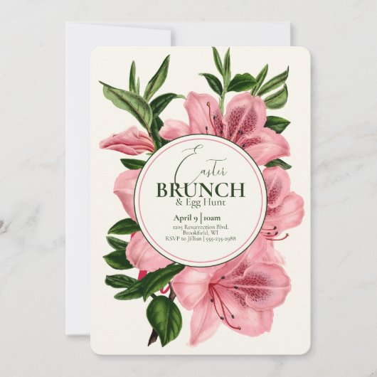 Elegant Easter Brunch & Egg Hunt Lily Invitation Kaart (Voorkant)
