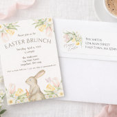 Elegant Easter Brunch Invitation | Bunny & Tulips Feestdagenkaart