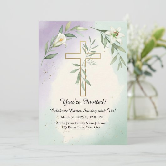 Elegant Easter Brunch Uitnodiging (Staand voorkant)