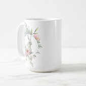 Elegant Easter Bunny Floral ontwerp Koffiemok (Voorkant links)