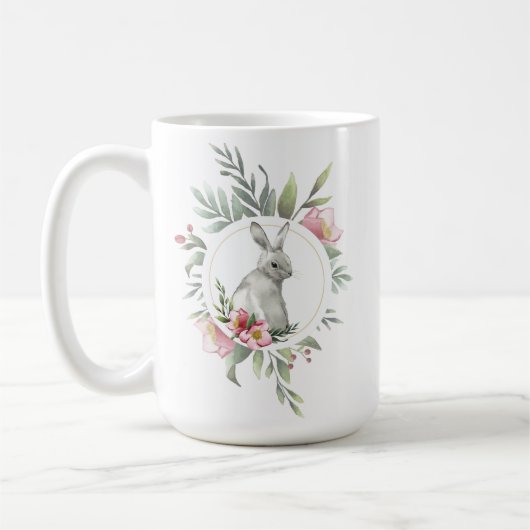 Elegant Easter Bunny Floral ontwerp Koffiemok (Links)