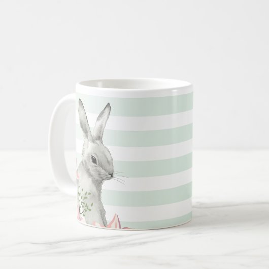 Elegant Easter Bunny striped Koffiemok (Voorkant links)