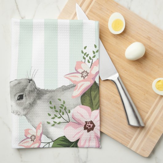 Elegant Easter Bunny striped Theedoek (Quarter Fold)