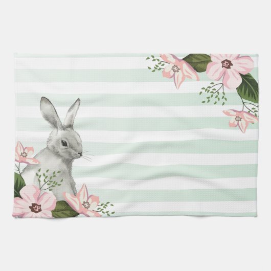 Elegant Easter Bunny striped Theedoek (Horizontaal)