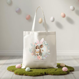 Elegant Easter Bunny Wreath Photo Tote Bag