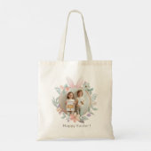 Elegant Easter Bunny Wreath Photo Tote Bag (Achterkant)