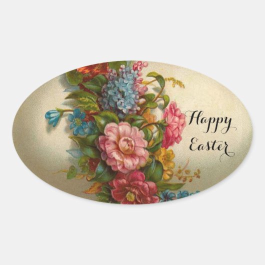 ELEGANT EASTER EASTER MET KLEURSTROMEN OVALE STICKER (Voorkant)