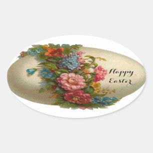 ELEGANT EASTER EASTER MET KLEURSTROMEN OVALE STICKER