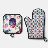 Elegant Easter Egg Botanical Art Ovenwant & Pannenlap Set (Voorkant)