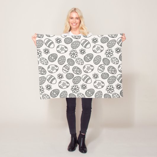 Elegant Easter Eggs Floral Pattern Fleece Blanket (In situ)