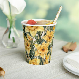 Elegant Easter Floral Daffodil Waterverf Design Papieren Bekers