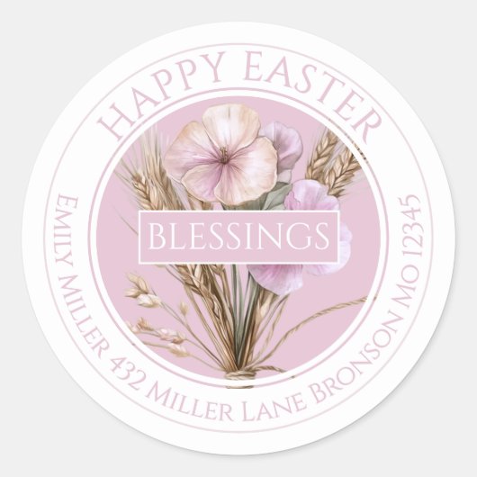 Elegant Easter Floral Design  Ronde Sticker (Voorkant)