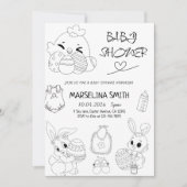 Elegant Easter Line Art Baby Shower Party Kaart (Voorkant)
