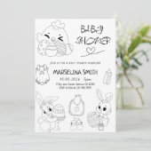 Elegant Easter Line Art Baby Shower Party Kaart (Staand voorkant)