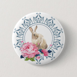 Elegant Easter Rabbit design Ronde Button 5,7 Cm