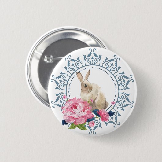Elegant Easter Rabbit design Ronde Button 5,7 Cm (Voorkant /achterkant)