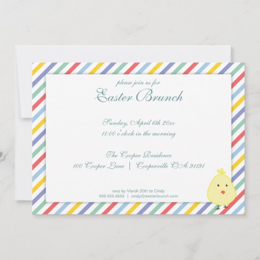 Elegant Easter Stripes Brunch Invitation Kaart (Voorkant)
