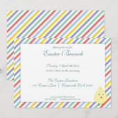 Elegant Easter Stripes Brunch Invitation Kaart (Voorkant / Achterkant)
