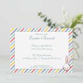 Elegant Easter Stripes Brunch Invitation Kaart (Staand voorkant)