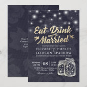 Elegant EAT-Drink en huwelijkshuwelijk Kaart (Voorkant / Achterkant)