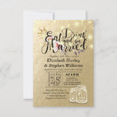 Elegant EAT-Drink en huwelijkshuwelijk Kaart (Voorkant)