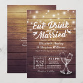 Elegant EAT-Drink en huwelijkshuwelijk Kaart (Voorkant / Achterkant)