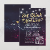 Elegant EAT-Drink en huwelijkshuwelijk Kaart (Voorkant / Achterkant)