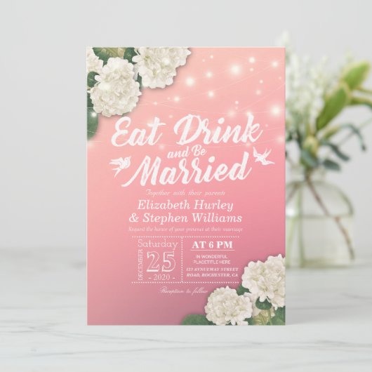 Elegant EAT-Drink en huwelijkshuwelijk Kaart (Staand voorkant)