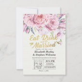 Elegant EAT-Drink en huwelijkshuwelijk Kaart (Voorkant)