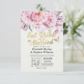 Elegant EAT-Drink en huwelijkshuwelijk Kaart (Staand voorkant)