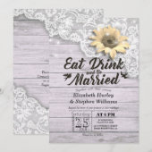 Elegant EAT-Drink en huwelijkshuwelijk Kaart (Voorkant / Achterkant)