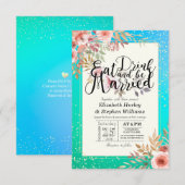 Elegant EAT-Drink en huwelijkshuwelijk Kaart (Voorkant / Achterkant)